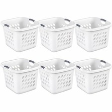 6 Pack – Sterilite 12178006 1.5 Bushel / 53L Ultra Square Laundry Basket, White