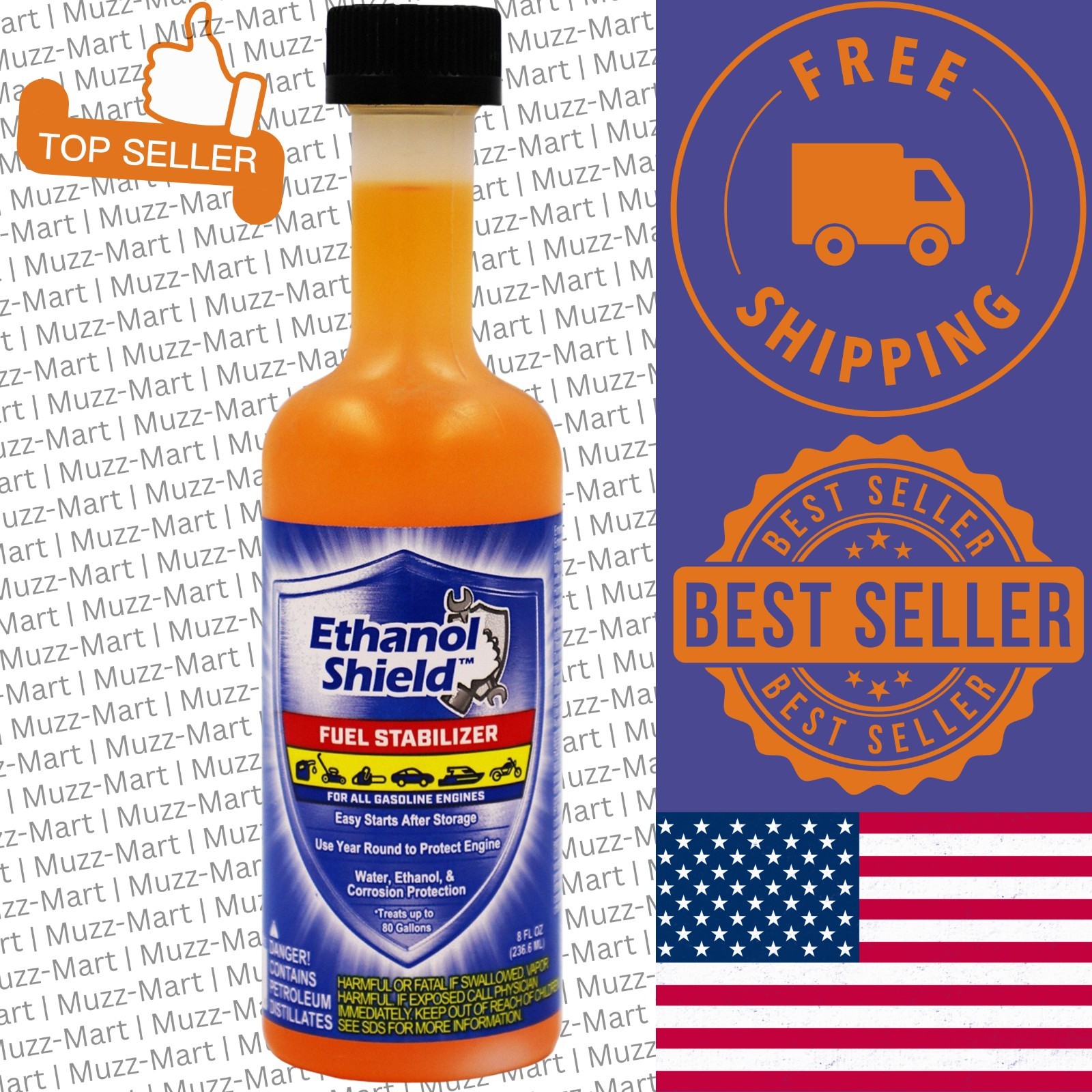 Ethanol Shield Fuel Additive Stabilizer For All Gas Engines 8 Oz. Bottle
