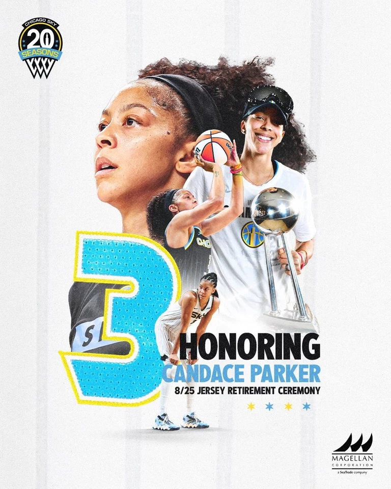 Never Worn Chicago Sky Candace Parker Adidas Ace 3 Shirt From 8/25/2025 Game: XL - Image 2 of 2