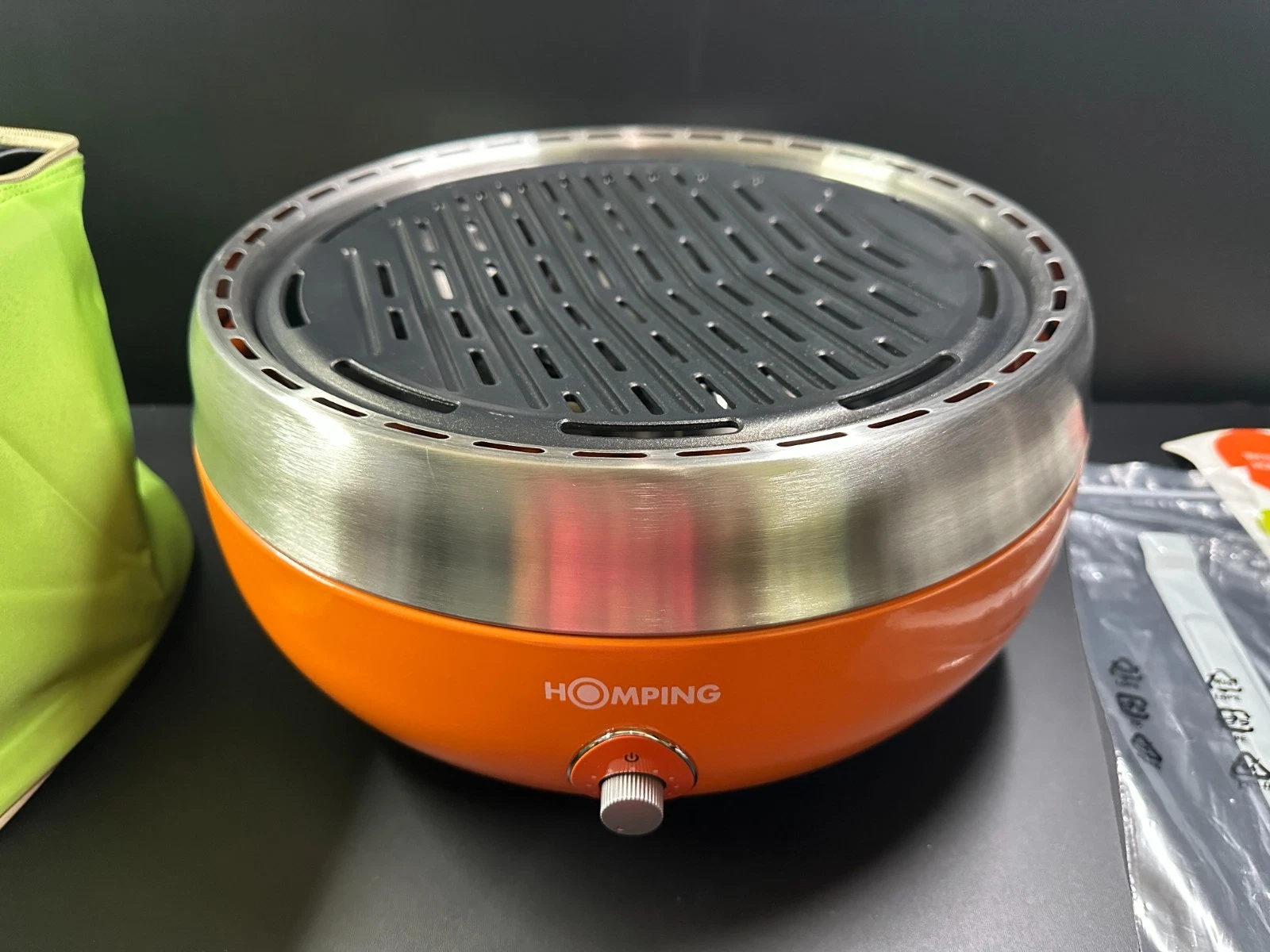 Homping Portable Charcoal BBQ Grill Orange with Storage Carry Bag