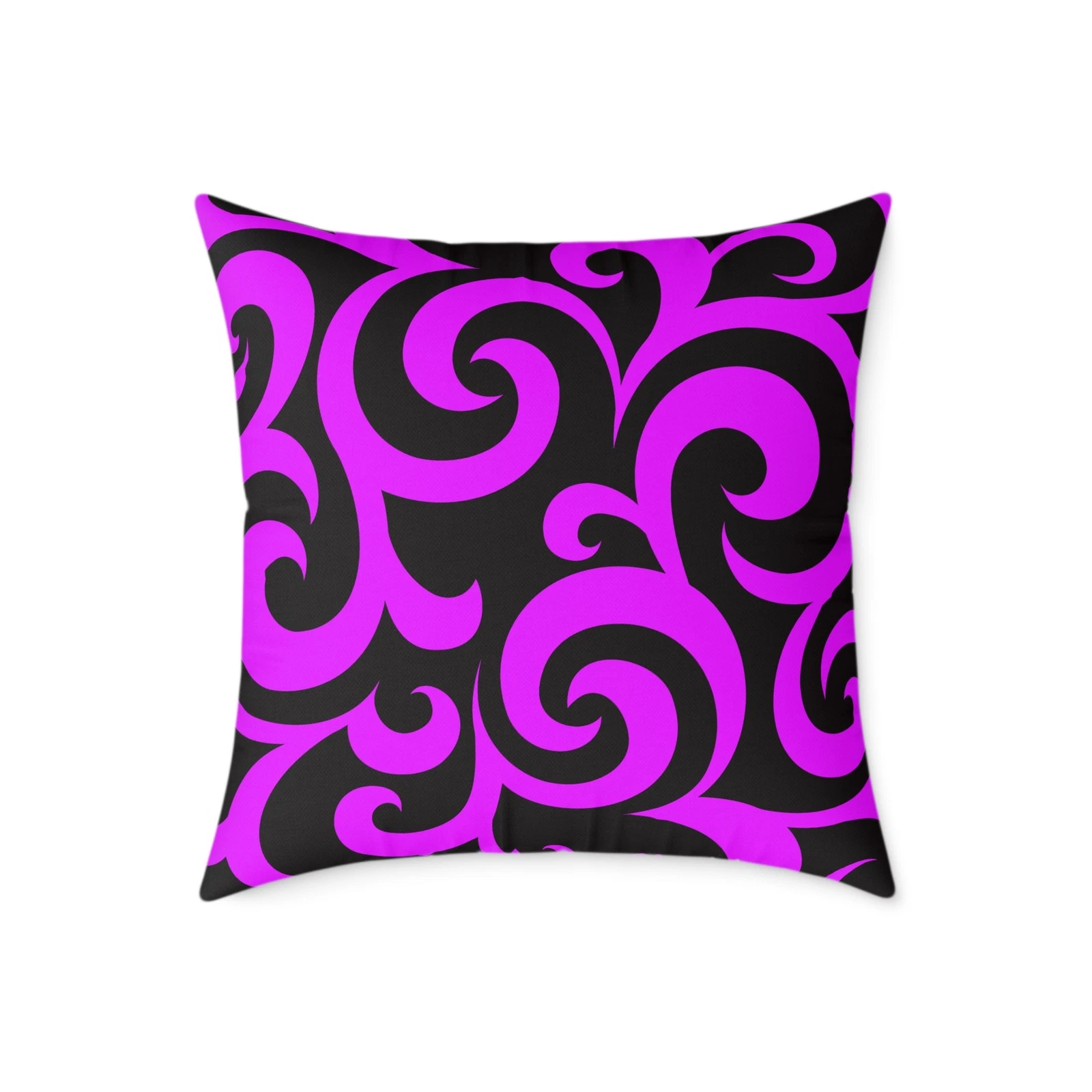 Fuchsia Swirl Pattern Square Pillow | Bold Abstract Decorative Throw Pillow