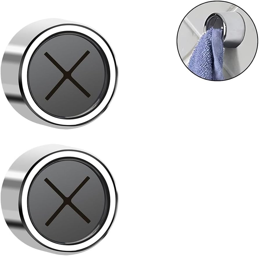 Self-Adhesive Tea Towel Holders - 2pcs Round Bathroom Tea Towel Hooks Stick on