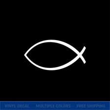 Christian Fish Car Decal   Jesus Ichthys Symbol Vinyl Sticker for Window