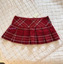 NWT Y2K Abercrombie Red Plaid Mini Skirt Skirt Size 6 Vintage Wool