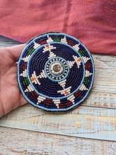 3.5" Vintage Kuchi Tribal Beaded Patch Medallion Gul Flower Applique 19845 