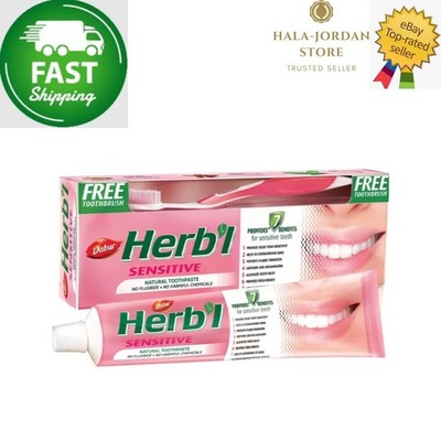 1 Packung X Dabur Herbal Natural Sensitive Zahnpasta KOSTENLOSE Zahnbürste SC...