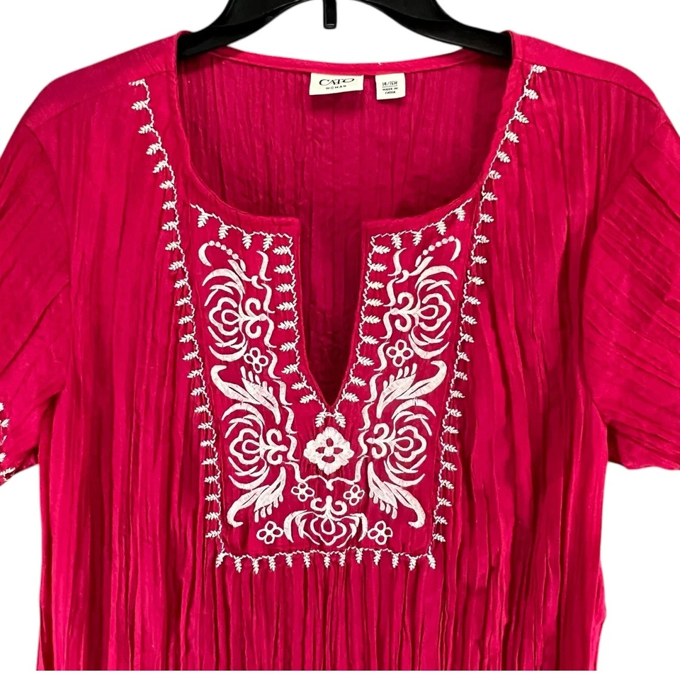 Блузка женская Cato 14-16 Вт розовая вышитая с цветочным рисунком гео прозрачная накидка богемный топ - Изображение 3 из 4