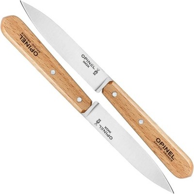 Opinel No. 112 Paring Knives 2 Piece Set, Sandvik 12C27 Steel Everyday Use Prep