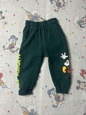 Vintage 90s Disney Mickey  Co Green Sweatpants Toddler Size Elastic Waist