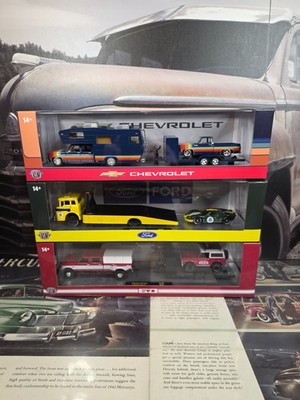 AUTO HAULERS RELEASE 100, 3 TRUCKS SET 1/64 DIECAST MODELS M2 MACHINES