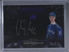 2018 SPx UD Black Obsidian Scripts Rookies Purple /35 Elias Pettersson Auto 0c3
