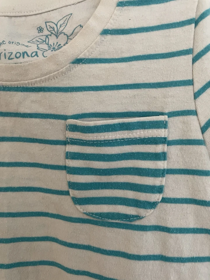 Arizona Jean Company Niños Niñas Rayas Algodón Manga Corta Peplum Top Blanco L 6 Foto 3 de 4