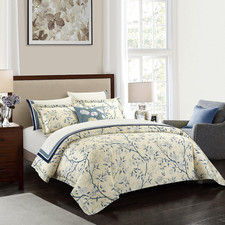 Luxury Blue White Vintage Duvet Cover Set - 100 Egyptian Cotton King Size