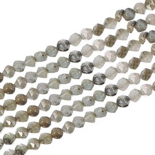 Faceted Polygon Stone, 6 6 mm Natural Faceted Diamond Round Stone, Gray