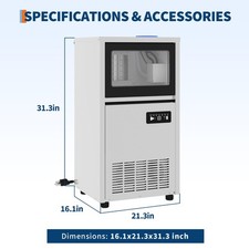 120Lbs Commercial Ice Maker 36Lbs Storage Dual Water Inlet Self-Cleaning