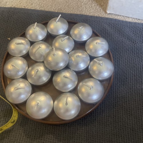 Mega Candles - Unscented 1.5" Floating Disc Candles - Silver, Set of 17 - Picture 1 of 6