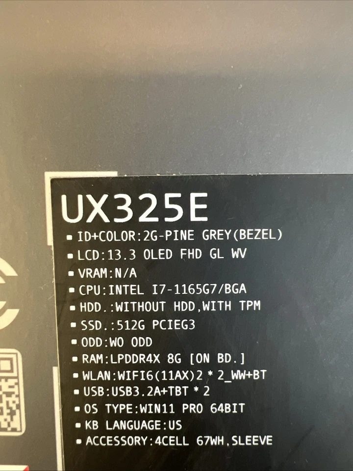 Asus Zenbook UX325E Slim Laptop 13.3" i7-1165G7 8GB RAM 512GB SSD Win 11 - Image 3 of 4