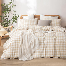 Duvet Cover Set 100 Washed Cotton Linen Feel Super Soft Comfortable Chic Lightw