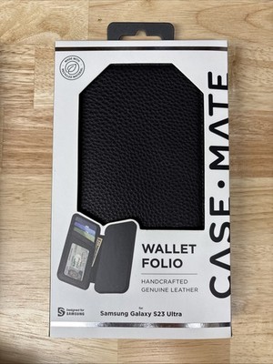 Case-Mate Wallet Folio Genuine Leather Case for Samsung Galaxy S23 Ultra - Black