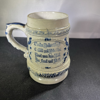 Whites Utica 1880s ANTQ Pottery Cobalt Stoneware Salt Glaze Stein