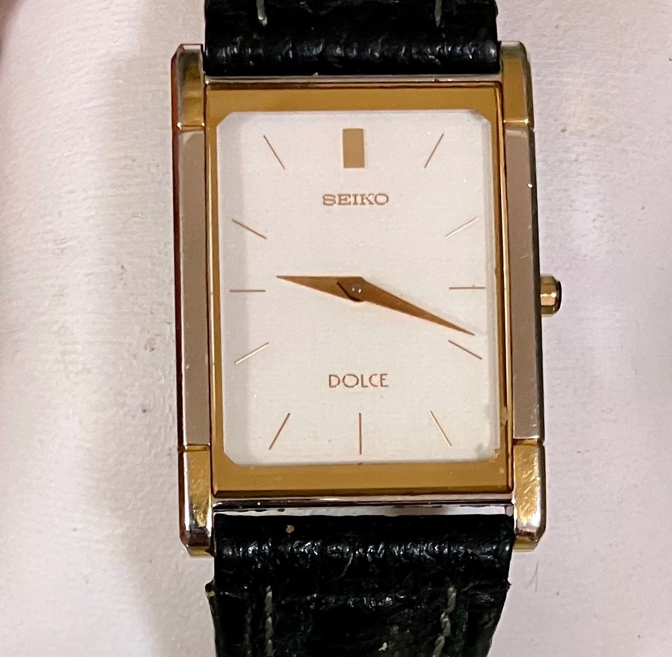 Tank Men's SEIKO 1990 Watch Qz Dial [MINT] Gold Dolce Shape Vintage 8N40-5030 - vintagewatches.pk