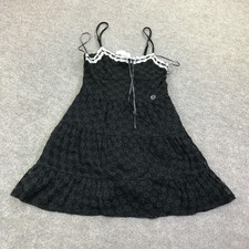 Aéropostale Dress Teens M Black Lace Strappy Ruffle Fit & Flare Sundress Pockets