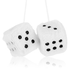Fuzzy Plush Dice For Car Mirror 2.36 Pair Of Retro Square Decoration Dice