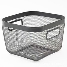 Metal Mesh Steel Wire Storage Baskets Household Organizer With Handles Black