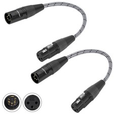 2-Pack 12-inch DMX Adapter Cable 3-Pin XLR Female to 5-Pin XLR Male Cord