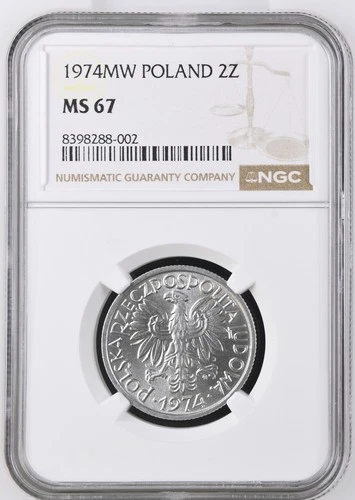 Poland 1974 MW - 2 Zlote Coin - NGC Gem MS 67
