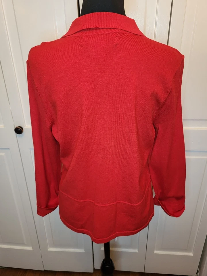 Cárdigan Rojo Mezcla Seda Judith Hart Petites PL Navidad A Medida Dinero Antiguo Foto 2 de 4