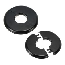 2Pcs Wall Split Flange Escutcheon Plate Buckle Pipe Cover 1.10"/28mm, Black