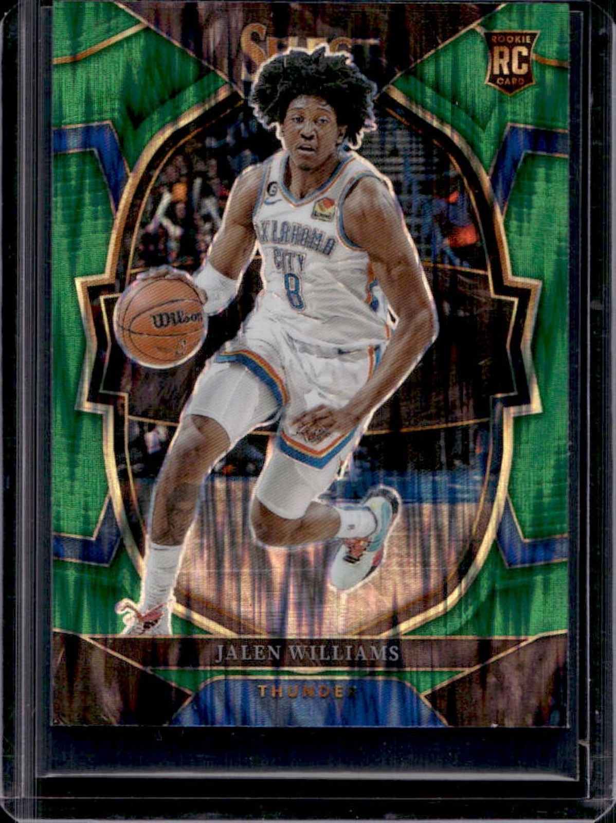 2022-23 Panini Select Jalen Williams RC Green Shock Prizm Concourse #90 Thunder