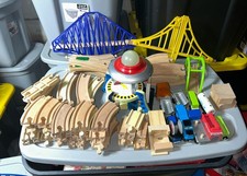 Wooden Train Track Lot - Large Assortment, Pieces From Multiple Sets, Thomas Etc