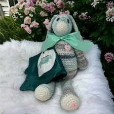 Bunny Floppy Lovey Plush Toy Teal Ears Green Gift Amirugumi Crochet Stuffed