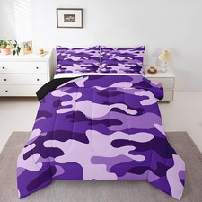 Boys Camouflage Queen Comforter Set,Kids Teens Purple Camo Bedding Sets Army ...