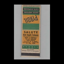 Matchbook Cover Pyroil Motor Oil Additive Salute Auto Supply Company St. Paul MN