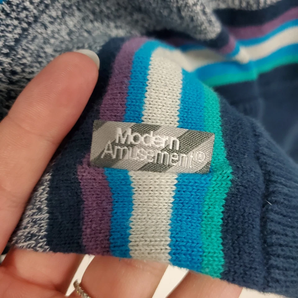 Cárdigan moderno de diversión para hombre Preppy náutico a rayas con botones talla S azul Foto 3 de 4