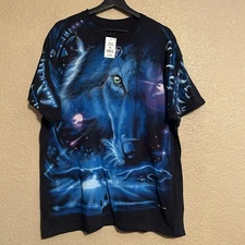 Liquid Blue Tribal Wolf Graphic Deadstock All Over Print AOP T-Shirt NWT Size XL