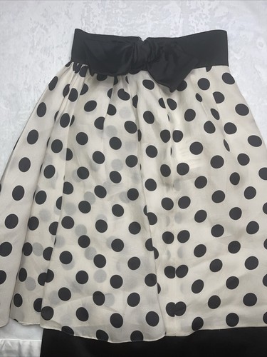 Women's Valentino White Black Polka Dot Bow A-Line Silk Skirt Size 6 - Picture 9 of 9