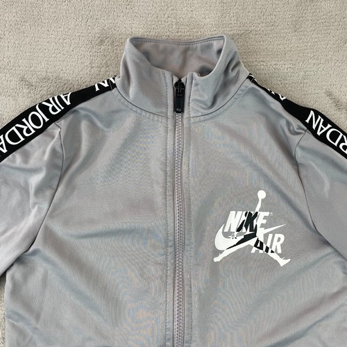 Nike Air Jordan Track Jacket Youth Boys Small 8-10 Yrs Gray Full Zip Logo Stripe - Picture 3 of 12