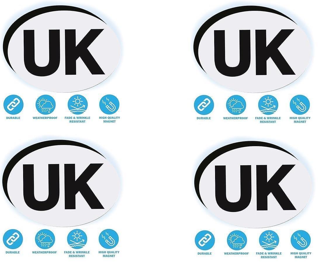 4x Magnetic UK Car Sticker Sign Badge GB Plate Europe Travel Car Van Motorhome