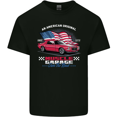 Own the Road USA Muscle Car amerikanische Flagge Herren leichtes Baumwoll T-Shirt