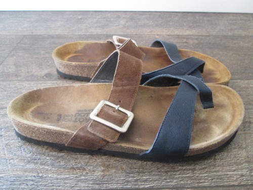 Women's Naot Fresno Blue Brown Toe Loop Sandal Slide Women's size 41 / 10