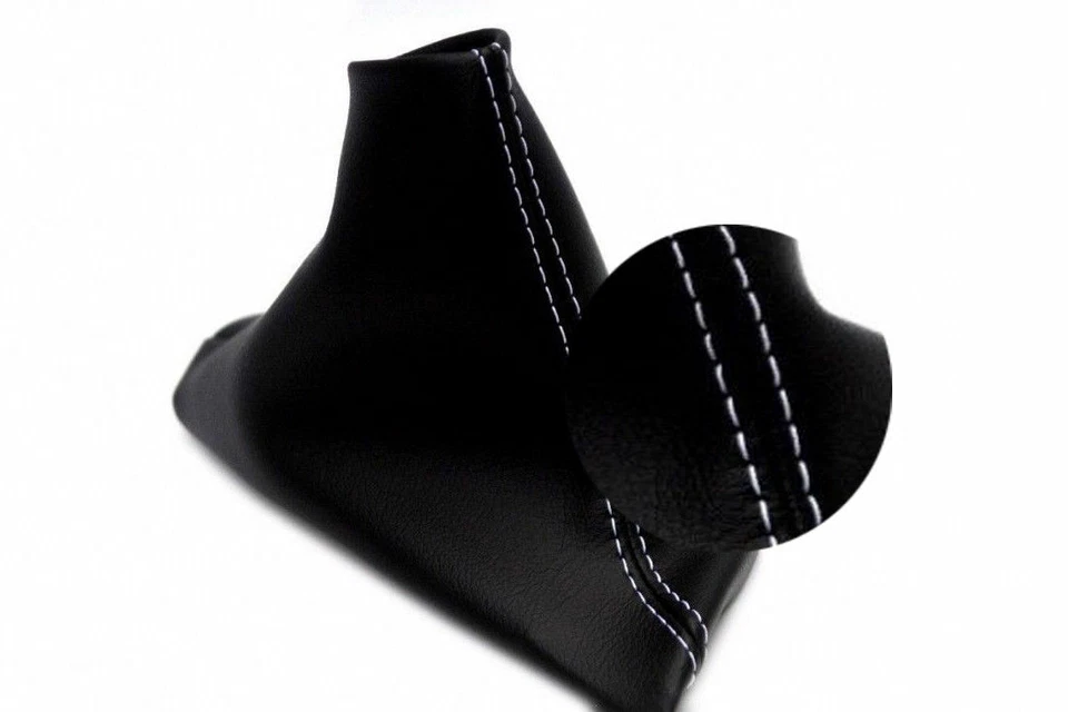 Se adapta a Volvo S60 2005-2008 PVC cuero sintético E freno bota cubierta puntada blanca Foto 4 de 4