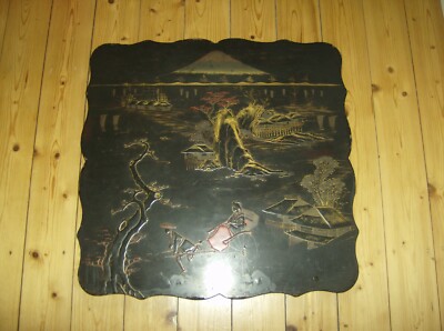  Antikes China Lackmalerei  Bild 19JHD.Japan  Holzbild  vintage lacquer painting