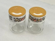 Lot of 2 Vintage Corning Ware Glass Gemco Spice of Life Jars Spice Shakers