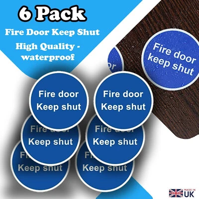 LUMEAN LTD Fire Door keep shut Sticker Signs [Pack of 6] - Fire Door Keep Shut Sign - 85mm