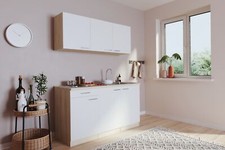 Cucina Mini Cucina Singola Rovere Bianco Senza Frigorifero Luis 150 cm Respkta