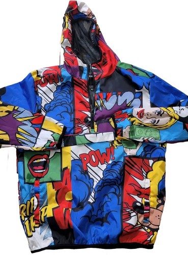 Reason Brand Windbreaker Jacket Multicolor Smiley Face, Animal ,logo Size XL